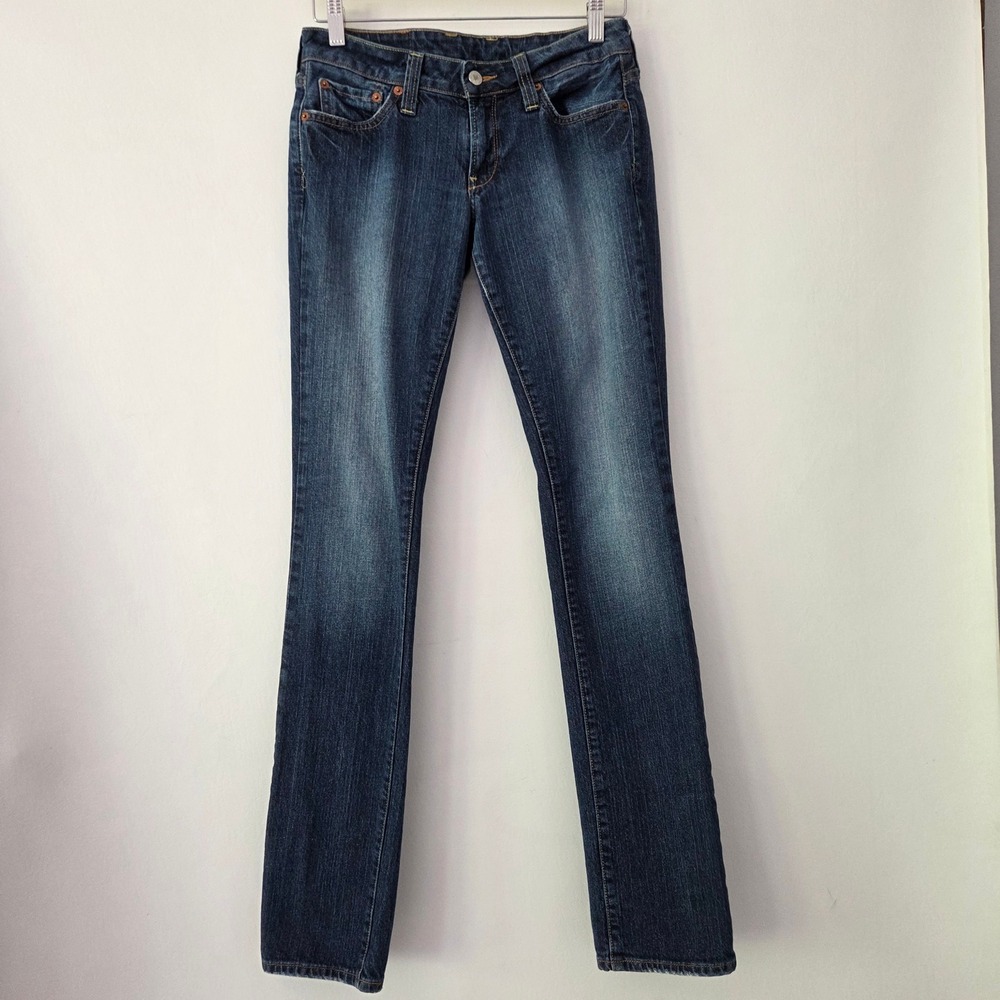 Lucky Brand Lola Straight Blue Low‎ Rise Long Length Jeans Womens 26 Long